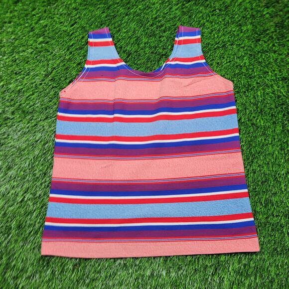 VTG 80s Multi-Color Stripe Tank Top Womens M Retro Roller Skate Textured - Picture 3 of 7
